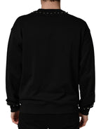 Black Embellished Cotton Sweatshirt Sweater