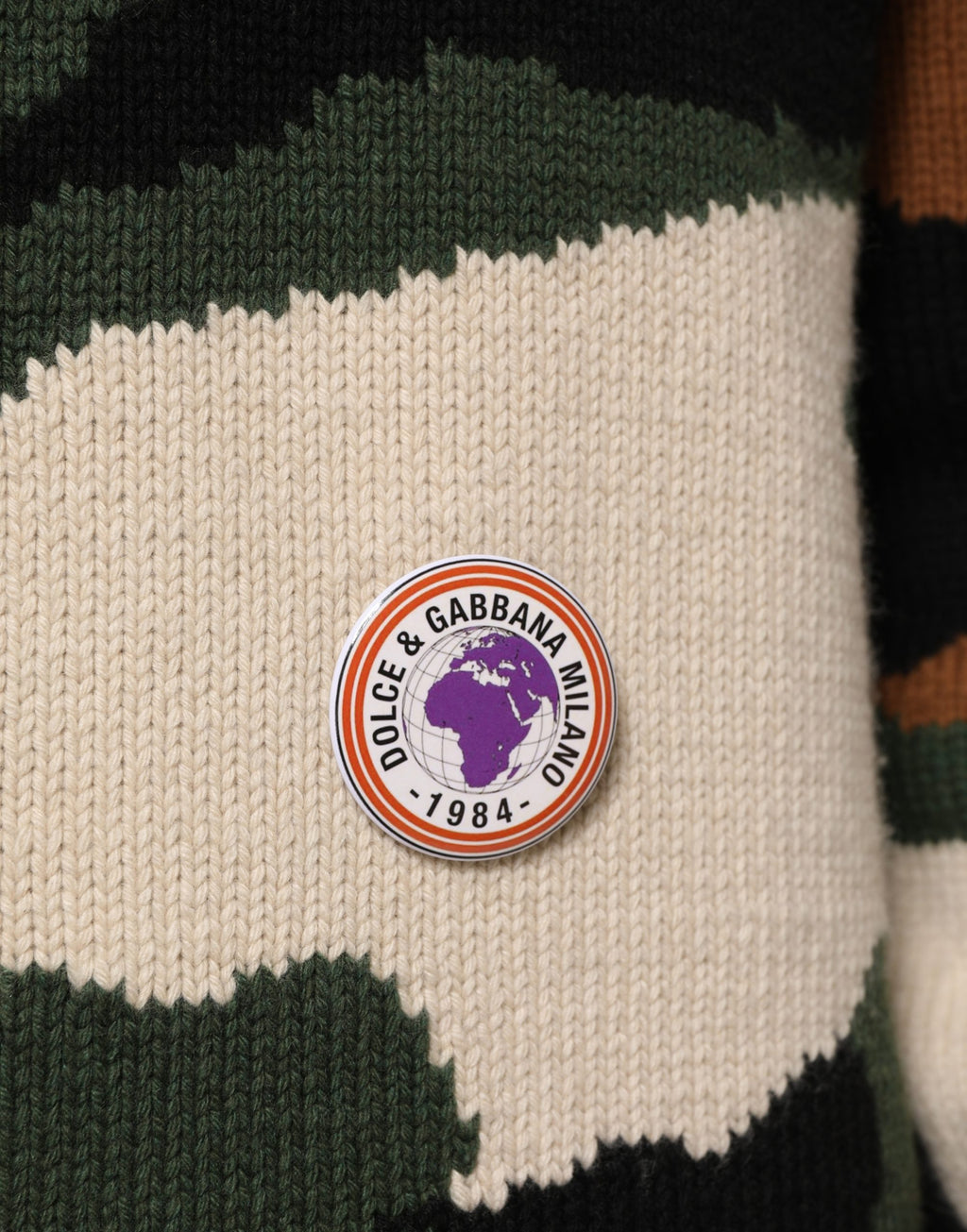 Multicolor Intarsia-Knit Camouflage Pullover Sweater