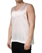 White Satin Polyester SleevelessTank T-shirt