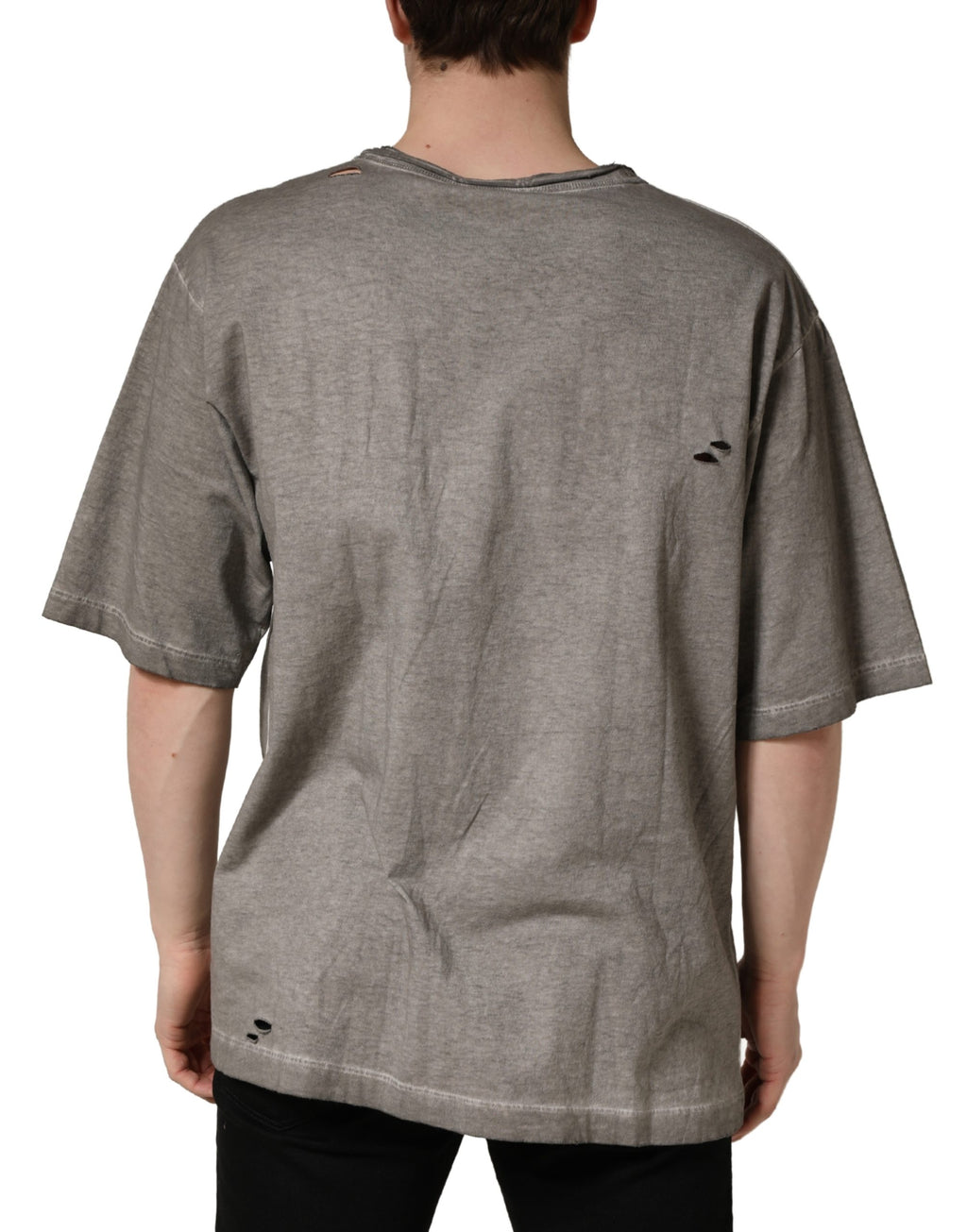 Gray DG Logo Print Cotton Round Neck T-shirt
