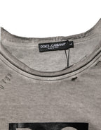 Gray DG Logo Print Cotton Round Neck T-shirt