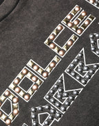 Gray Logo Embellished Men Crew Neck T-shirt