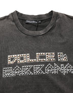 Gray Logo Embellished Men Crew Neck T-shirt