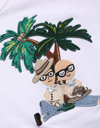 White Palm Embroidered Men Crew Neck T-shirt