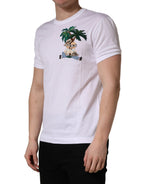 White Palm Embroidered Men Crew Neck T-shirt