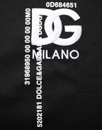 Black Logo Embroidered Men Crew Neck T-shirt