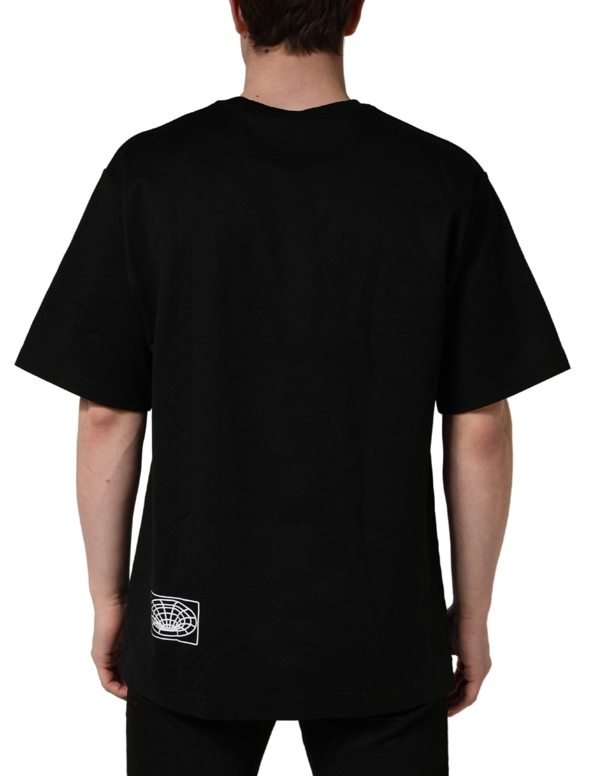 Black Logo Embroidered Men Crew Neck T-shirt