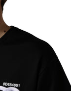 Black Logo Embroidered Men Crew Neck T-shirt