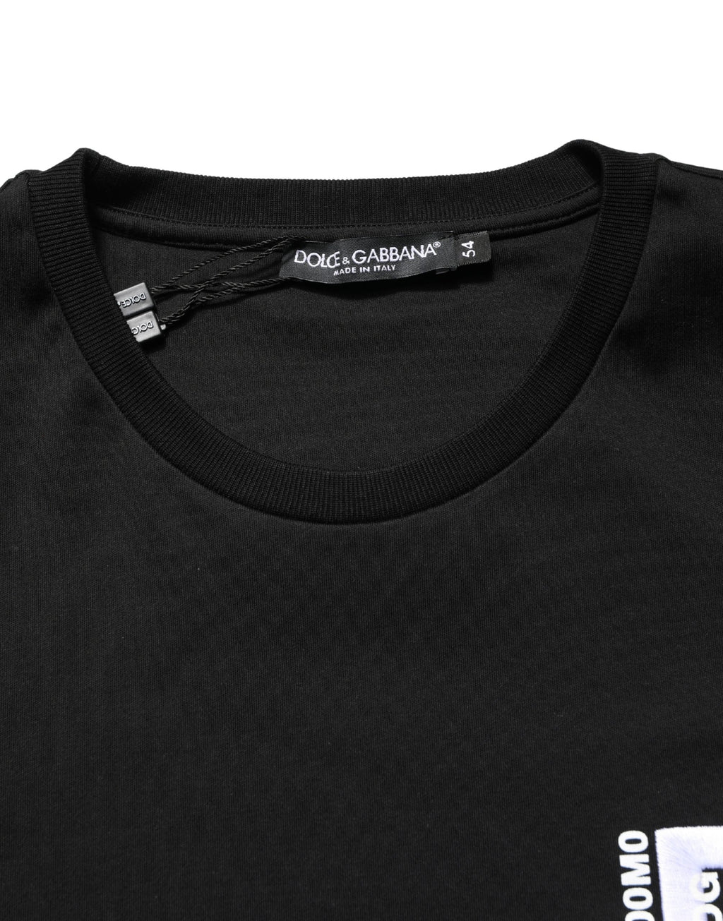 Black Logo Embroidered Men Crew Neck T-shirt