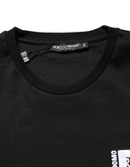 Black Logo Embroidered Men Crew Neck T-shirt