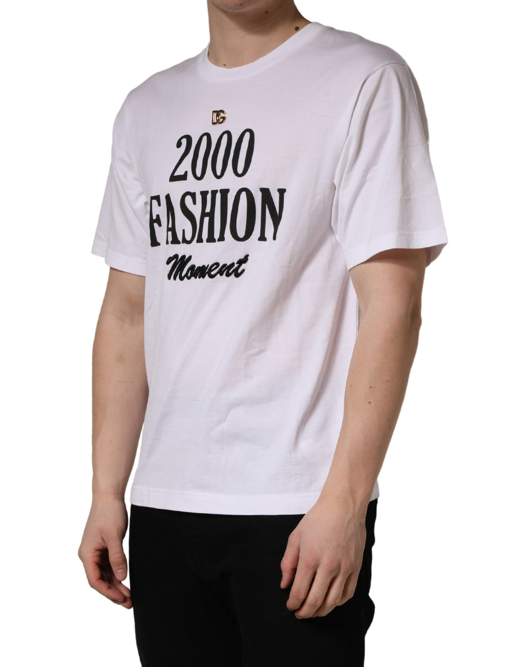 White Graphic Print DG Men Crew Neck T-shirt