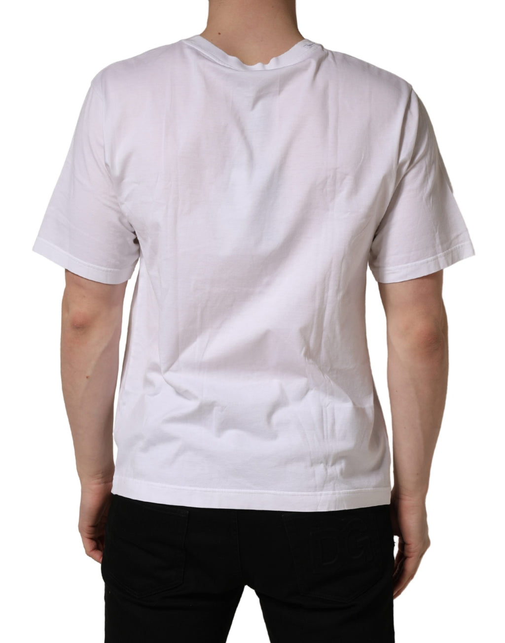 White Graphic Print DG Men Crew Neck T-shirt