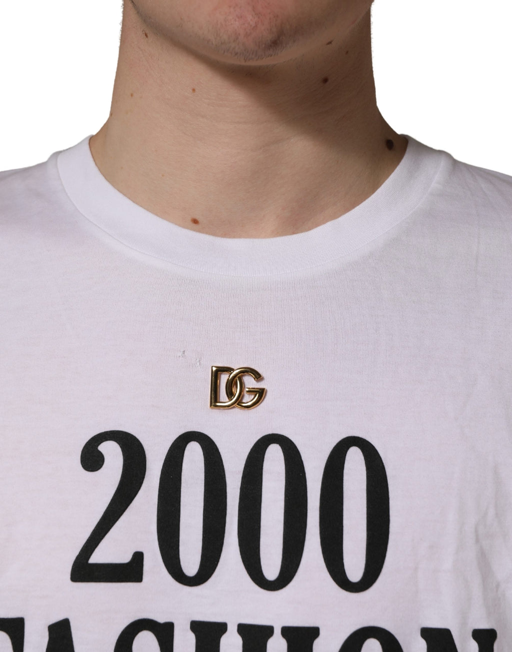 White Graphic Print DG Men Crew Neck T-shirt