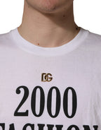 White Graphic Print DG Men Crew Neck T-shirt