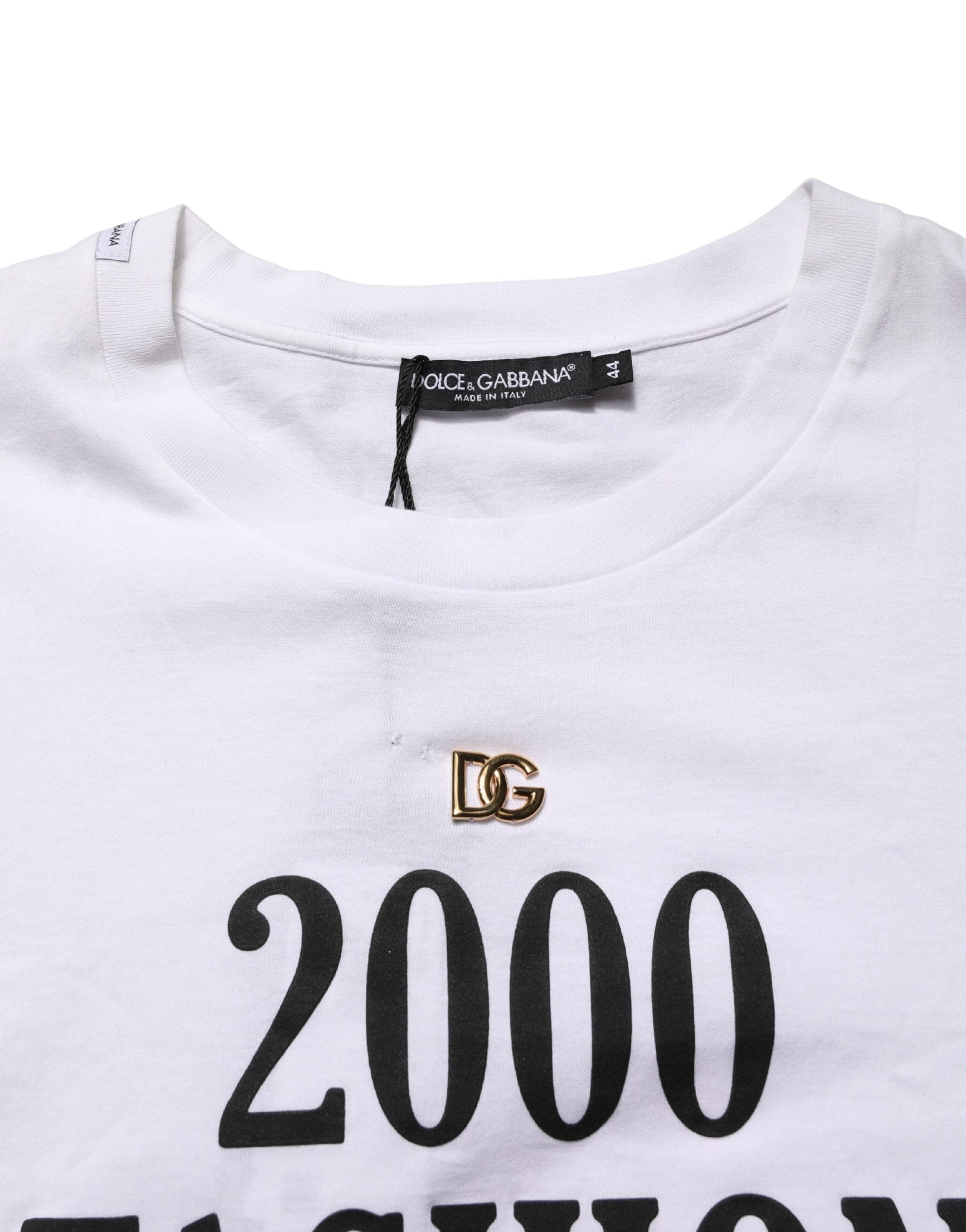 White Graphic Print DG Men Crew Neck T-shirt