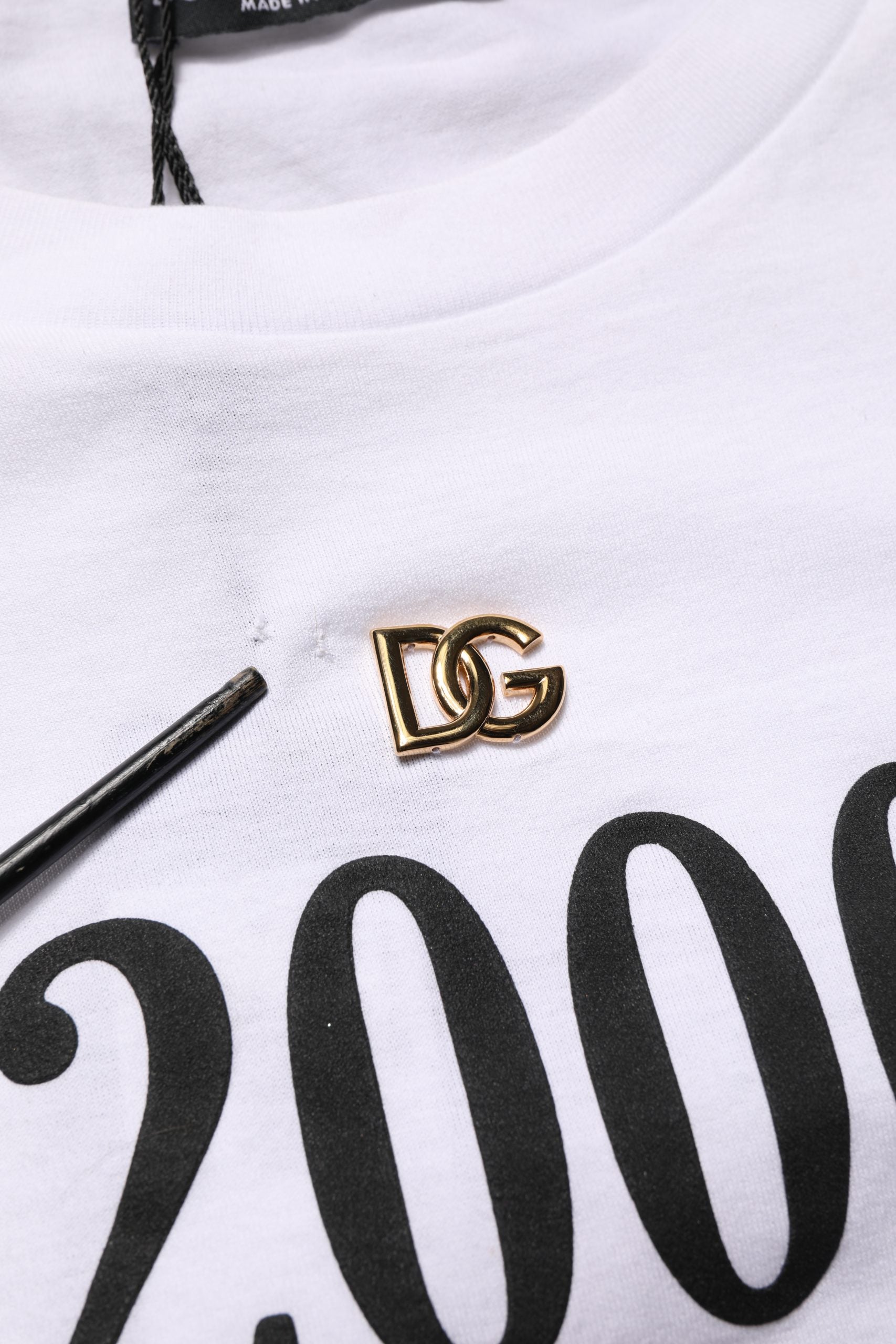 White Graphic Print DG Men Crew Neck T-shirt