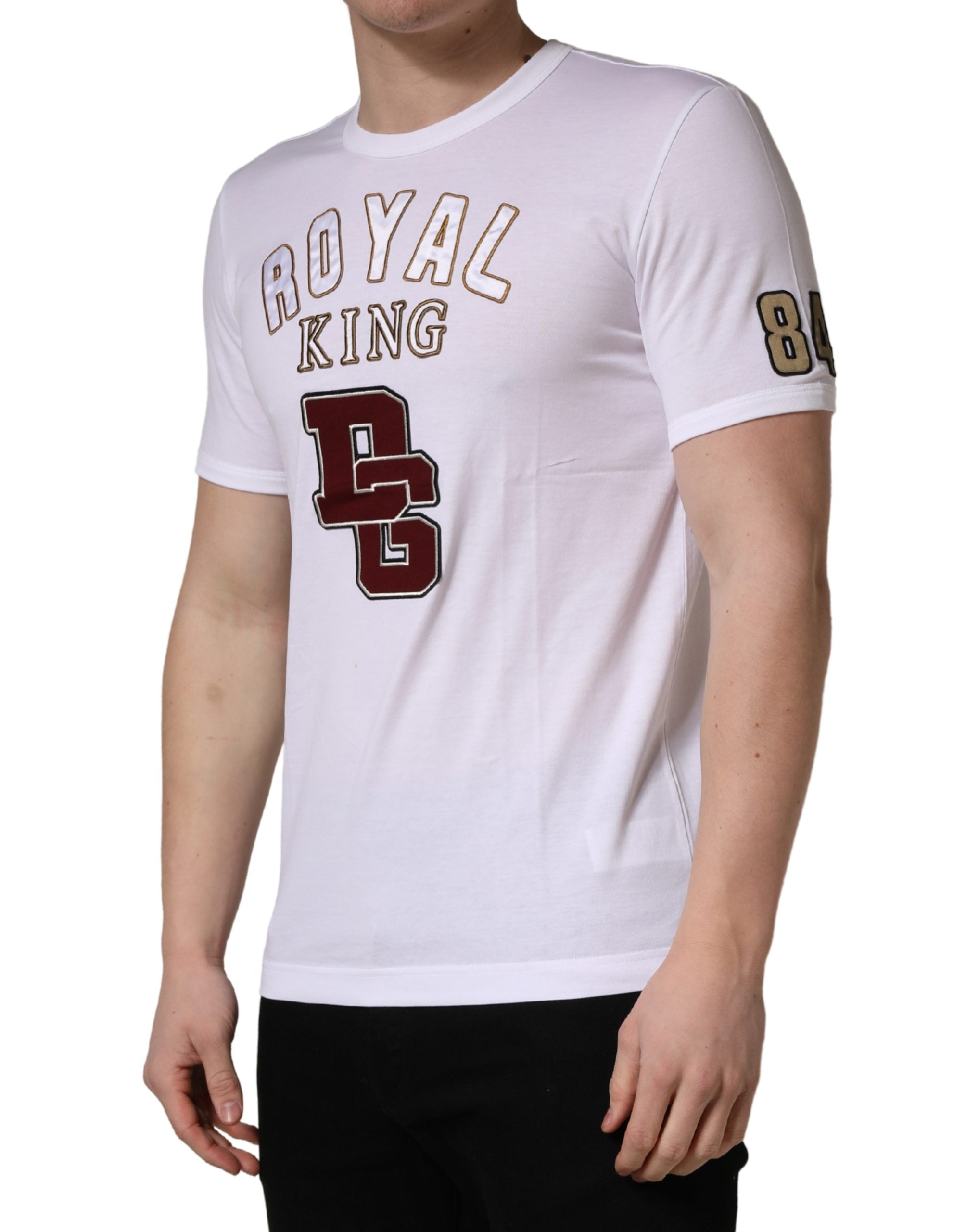 White DG King Royal Crew Neck Cotton  T-shirt