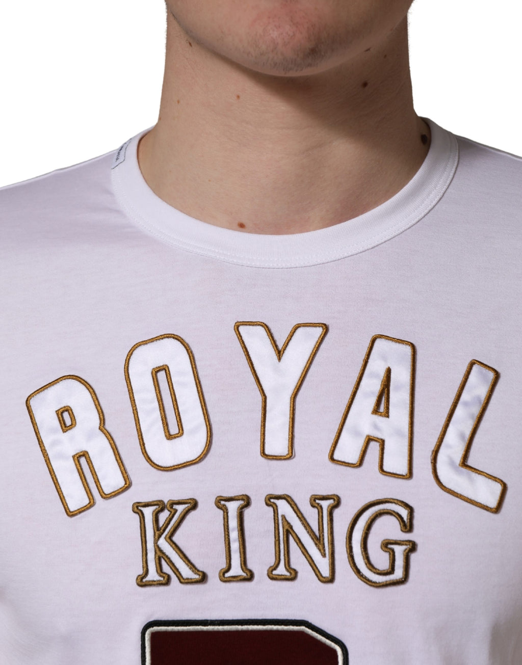 White DG King Royal Crew Neck Cotton  T-shirt