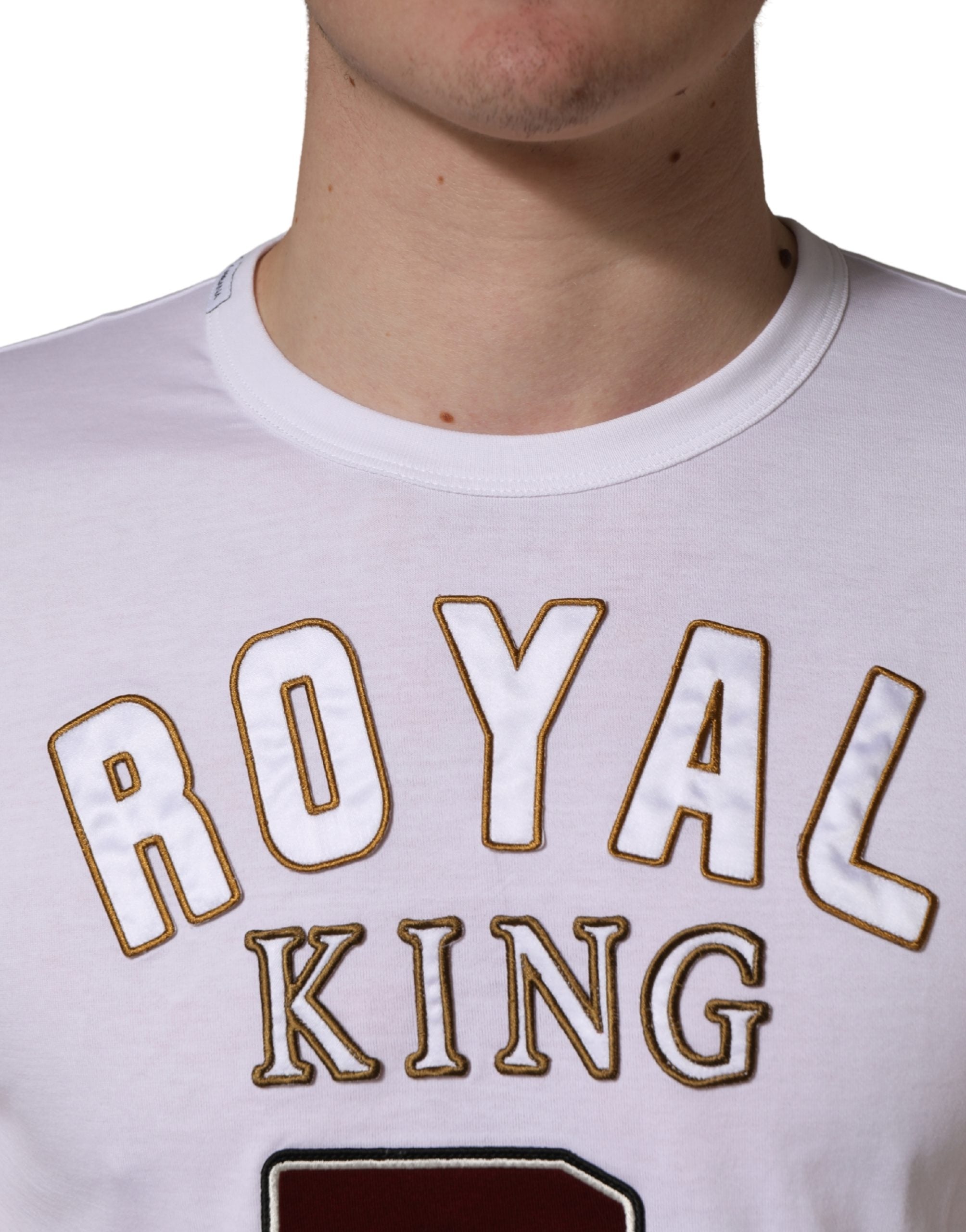 White DG King Royal Crew Neck Cotton  T-shirt