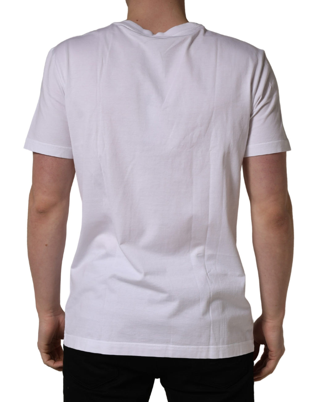 White Barcode Print Cotton Crew Neck T-shirt