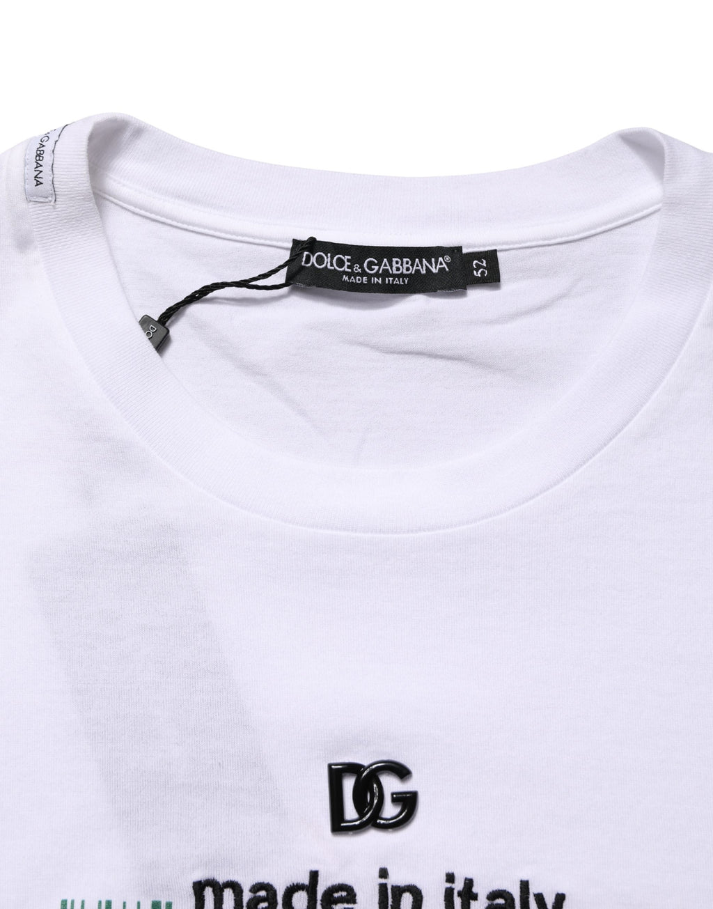 White Barcode Print Cotton Crew Neck T-shirt