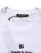 White Barcode Print Cotton Crew Neck T-shirt