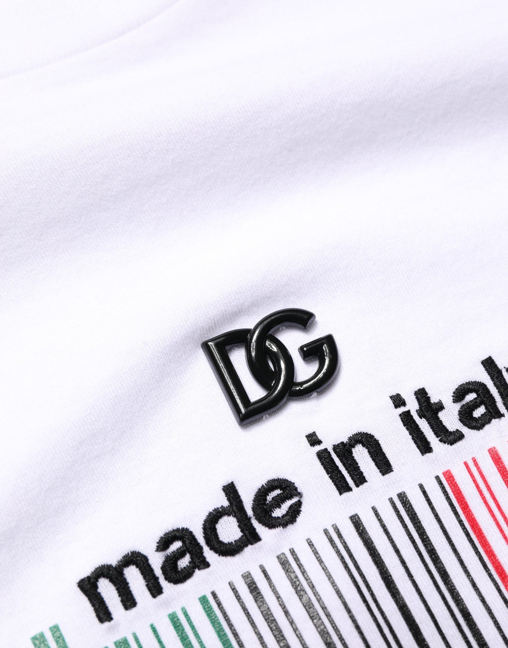 White Barcode Cotton Crew Neck Men T-shirt