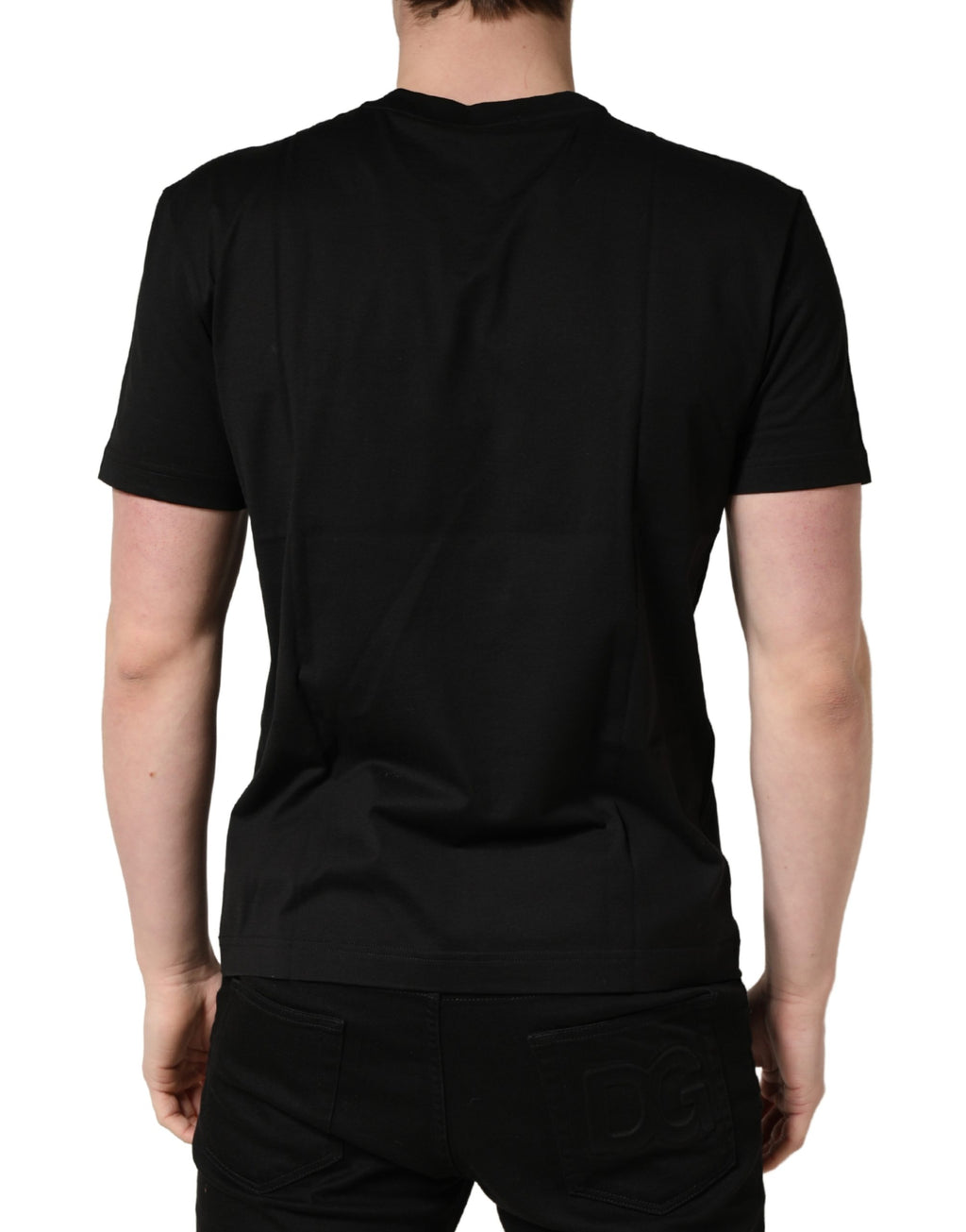 Black Logo DG Print Cotton Crew Neck T-shirt