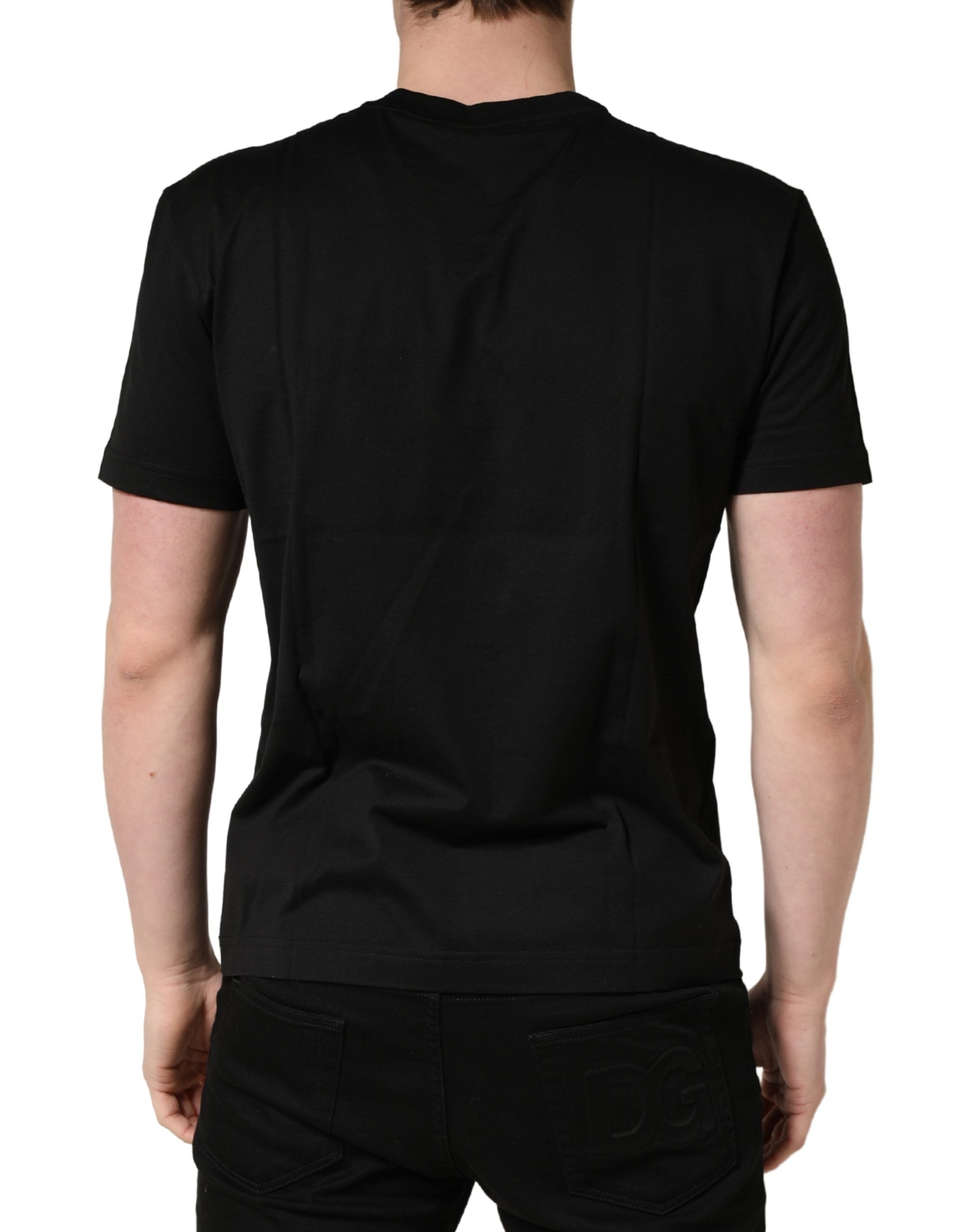 Black Logo DG Print Cotton Crew Neck T-shirt