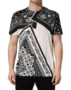 Black White Bandana Cotton Crew Neck  T-shirt