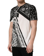 Black White Bandana Cotton Crew Neck  T-shirt
