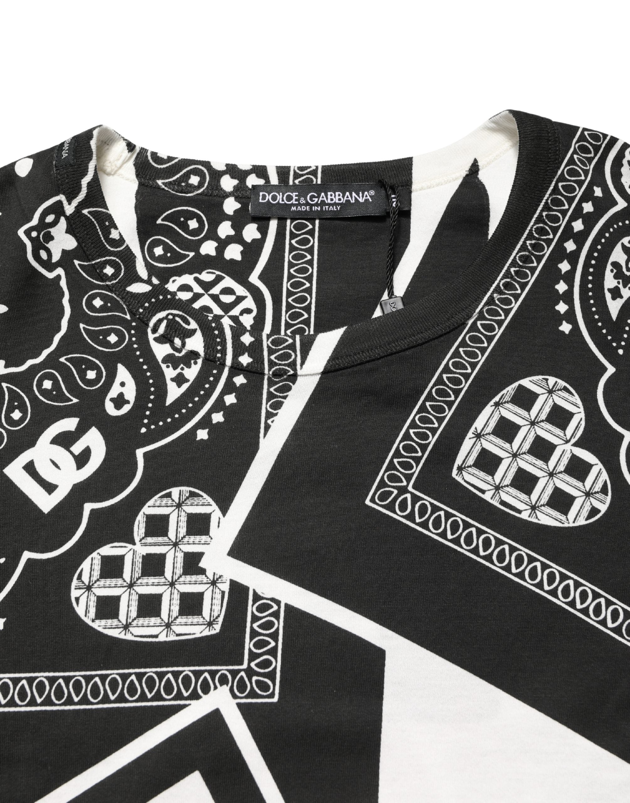 Black White Bandana Cotton Crew Neck  T-shirt