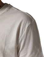 White Logo Patch Cotton Men Crew Neck  T-shirt