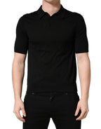 Black Wool Short Sleeves Men Polo  T-shirt