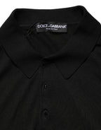 Black Wool Short Sleeves Men Polo  T-shirt