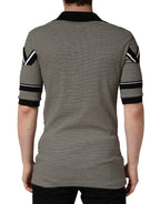 Black White Zigzag Pattern Cotton Men Polo  T-shirt