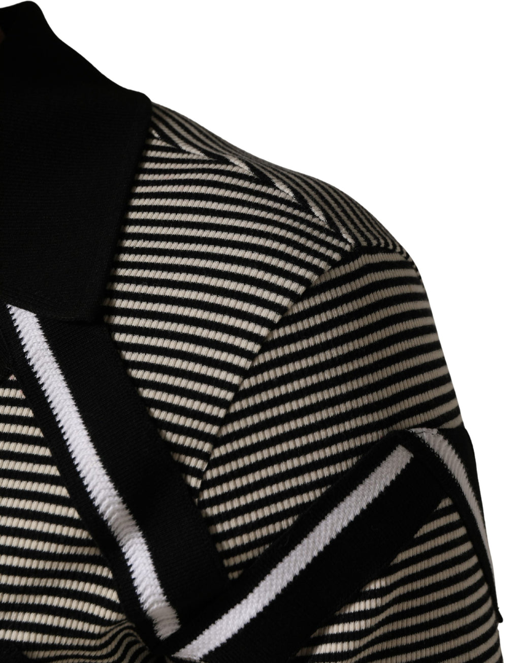 Black White Zigzag Pattern Cotton Men Polo  T-shirt