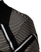 Black White Zigzag Pattern Cotton Men Polo  T-shirt