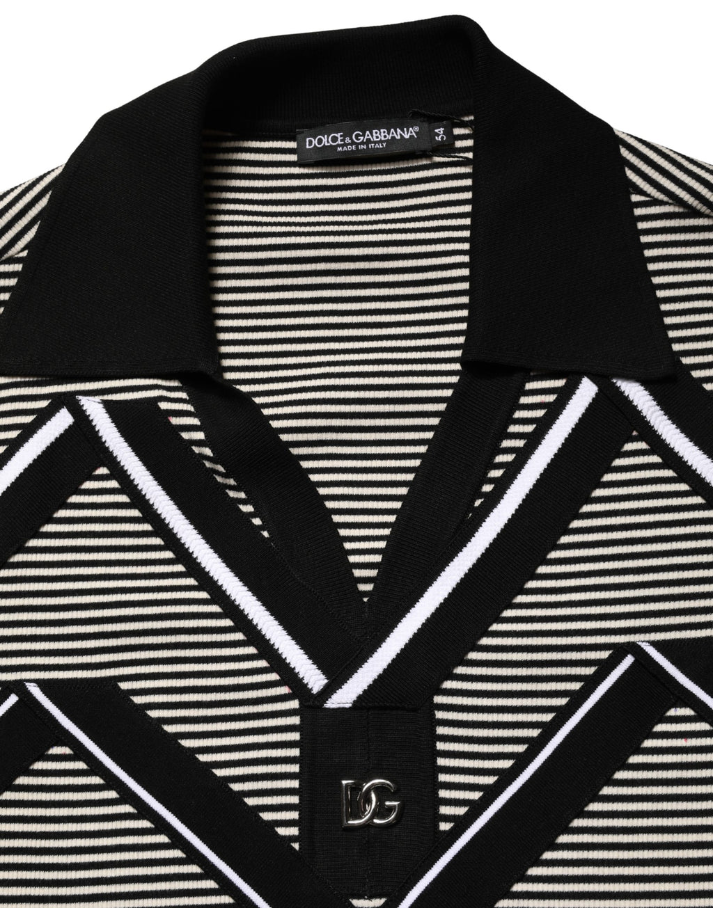 Black White Zigzag Pattern Cotton Men Polo  T-shirt