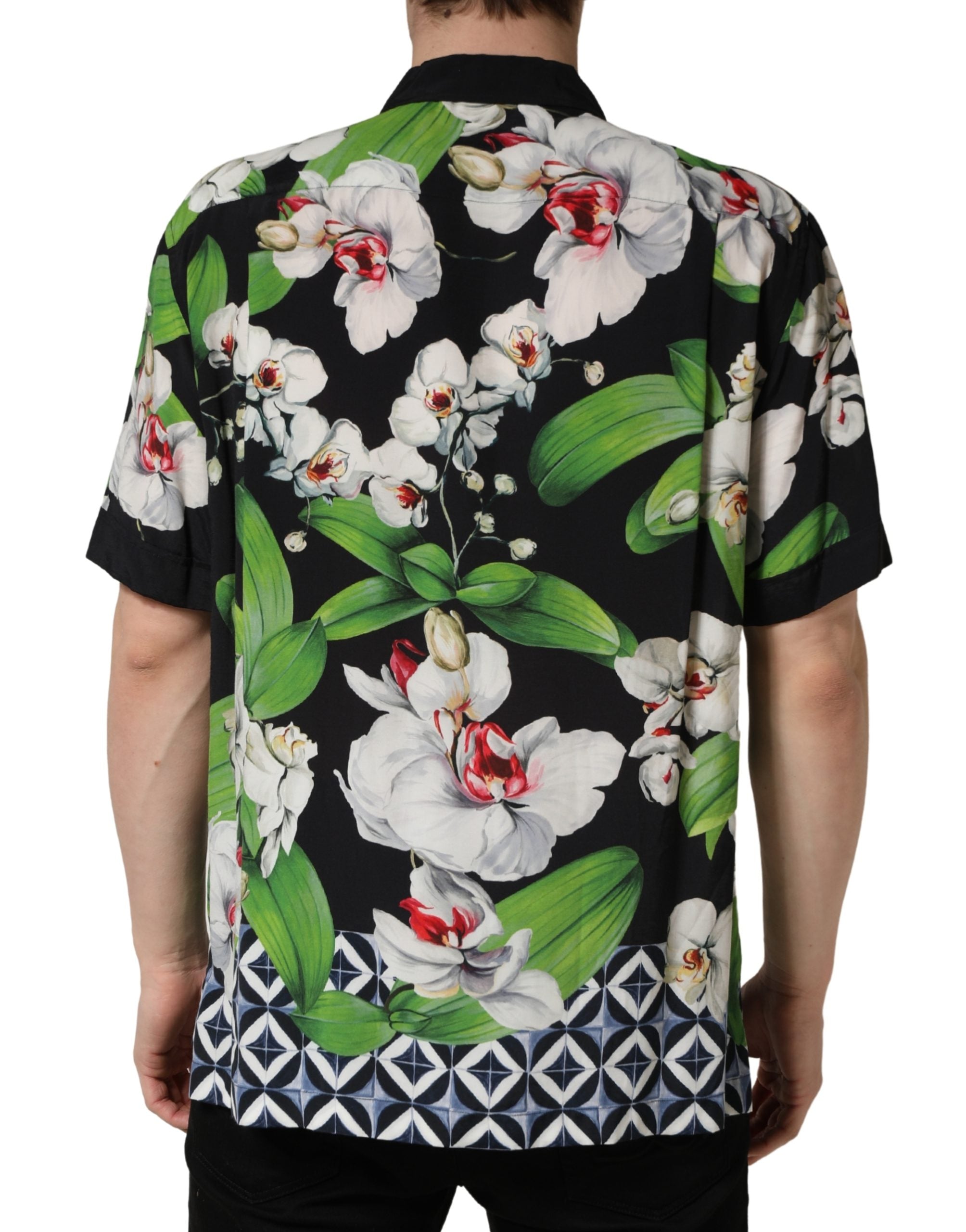 Multicolor Tropical Orchid Print Men Shirt