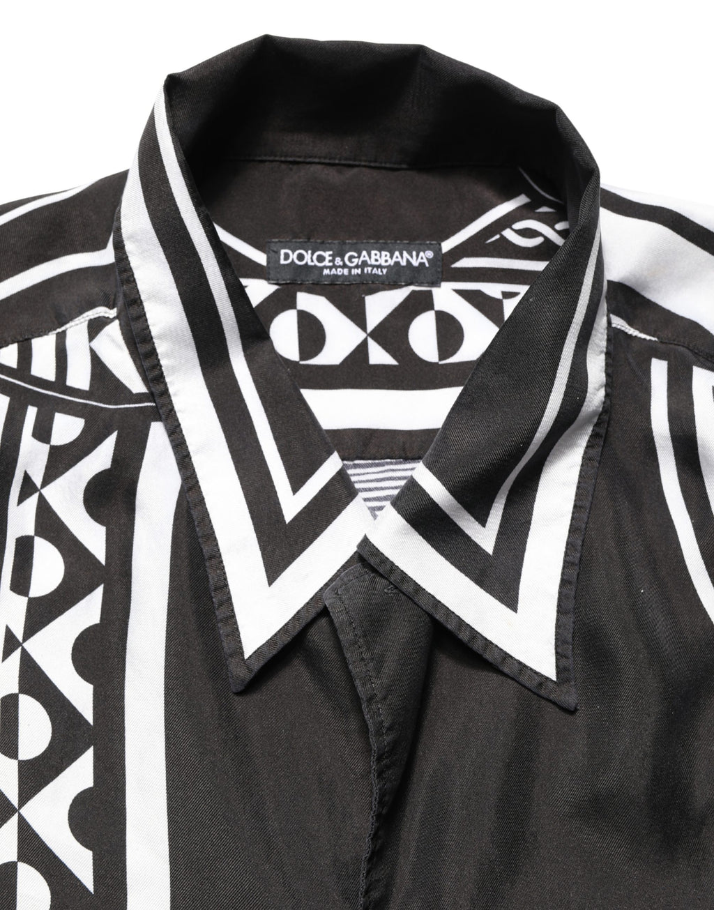 Black White Bandana Print Collared Shirt