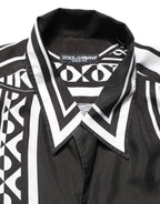 Black White Bandana Print Collared Shirt