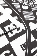 Black White Bandana Print Collared Shirt