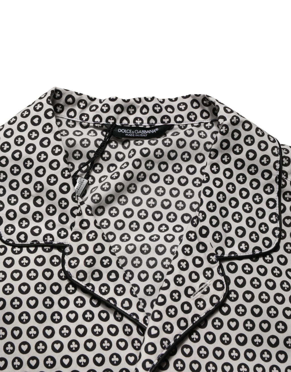 Black White Geometric Pattern Collared Shirt