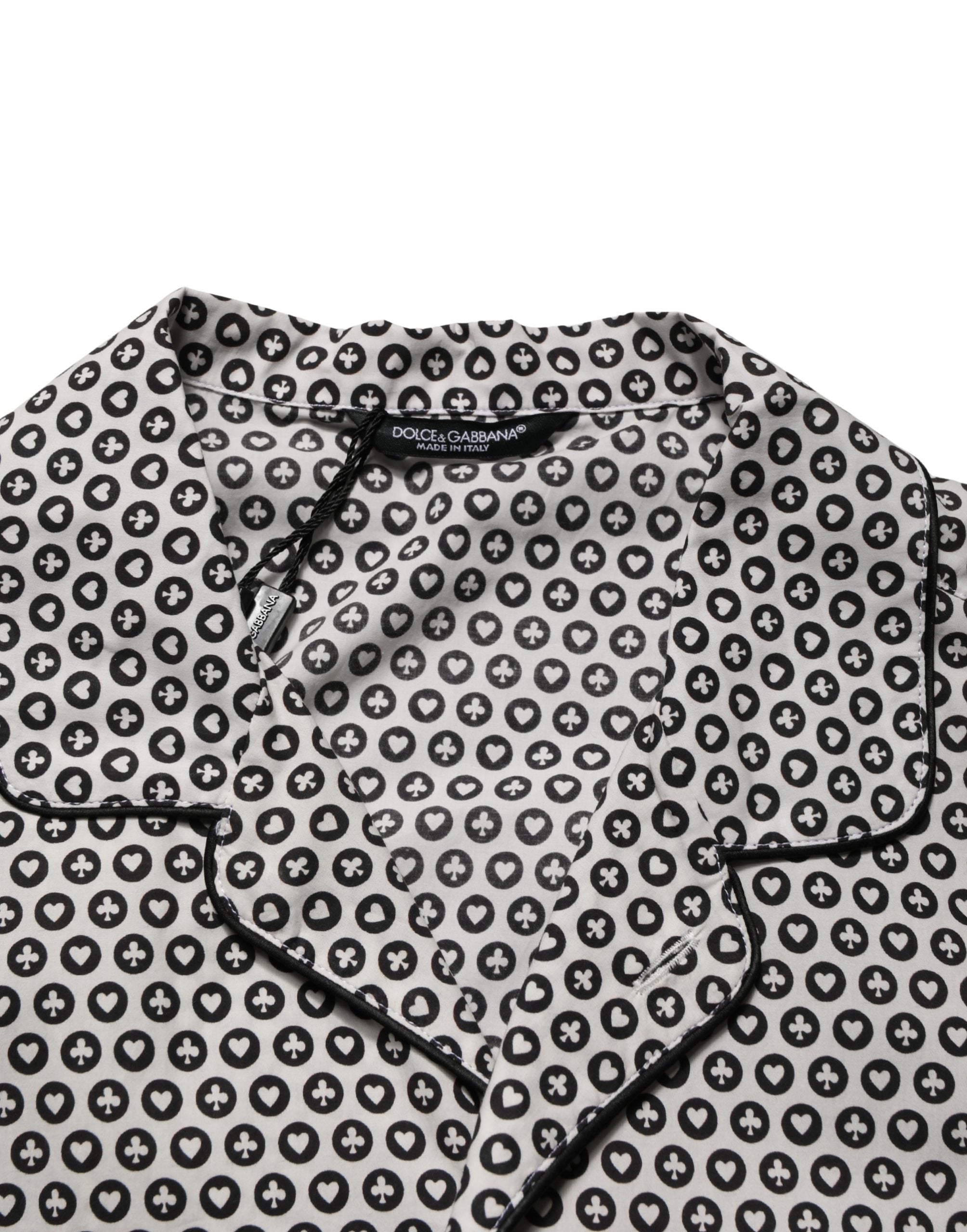 Black White Geometric Pattern Collared Shirt