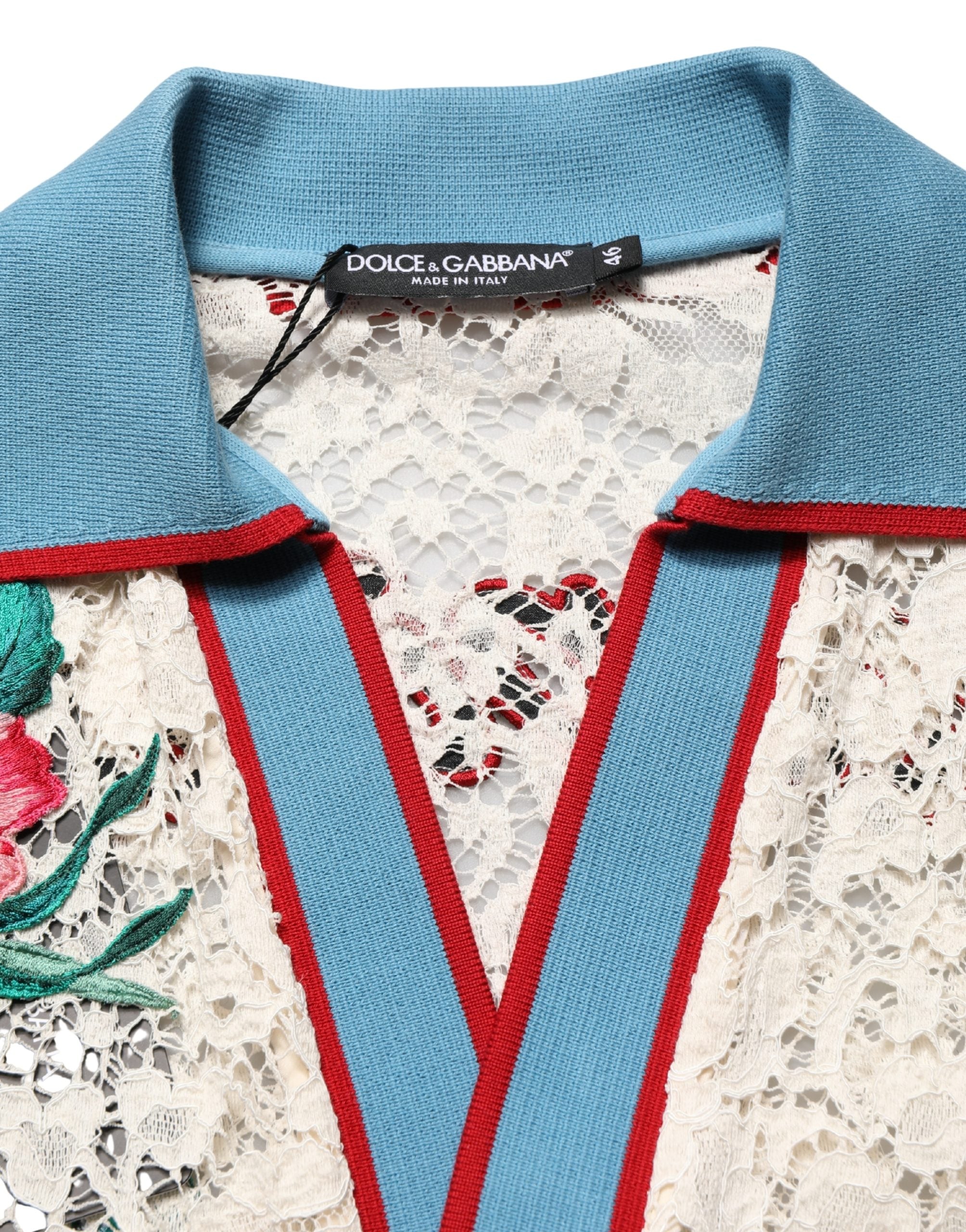 Beige Floral Tennis Club Lace Polo T-shirt