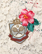 Beige Floral Tennis Club Lace Polo T-shirt