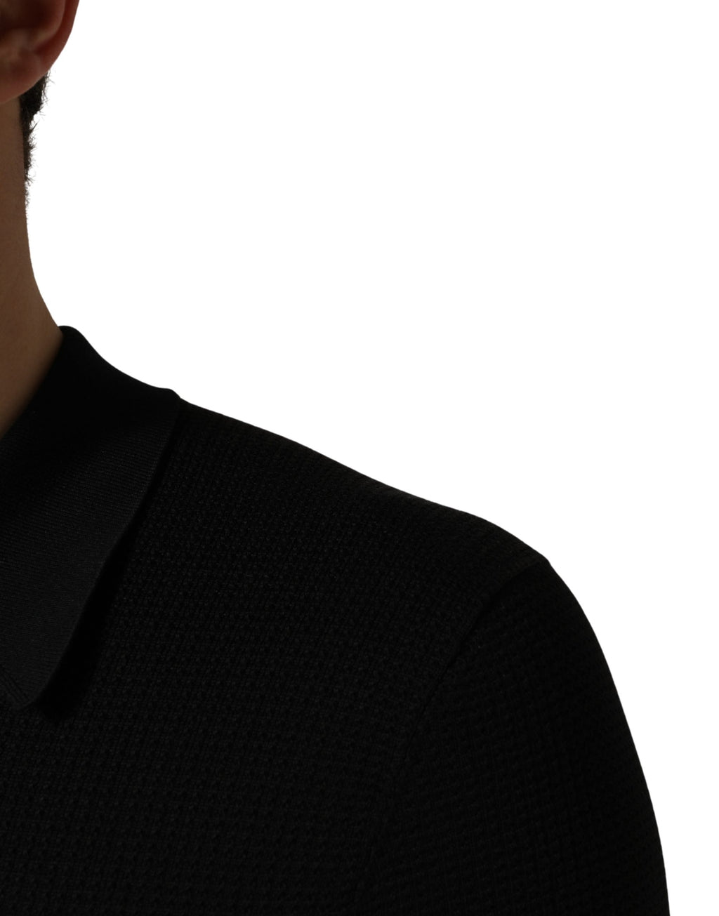 Black Heraldic Crest Patch Silk Polo T-shirt