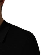 Black Heraldic Crest Patch Silk Polo T-shirt