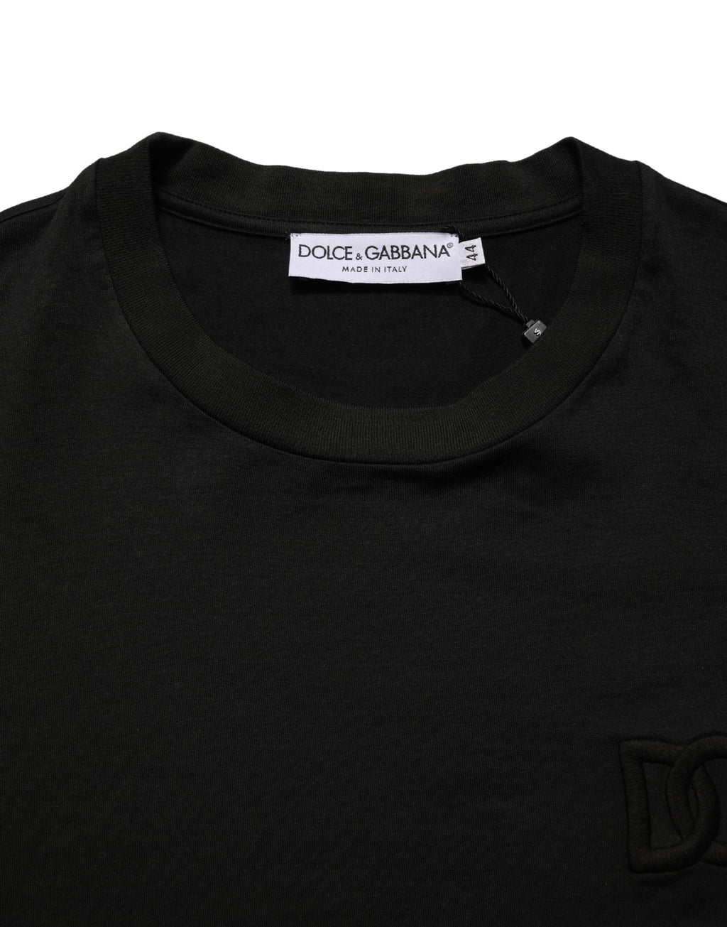 Black Cotton Short Sleeves Crew Neck  T-shirt